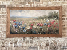Load image into Gallery viewer, Floral Landscape Framed Picture - Red, White & Blue Flowers
