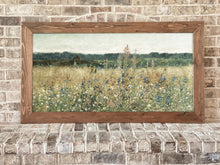 Load image into Gallery viewer, Framed Wildflower Field Wall Art - Rustic Farmhouse Style
