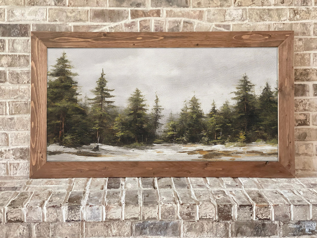 Evergreen Tree Landscape - Framed Cabin & Lodge Wall Art