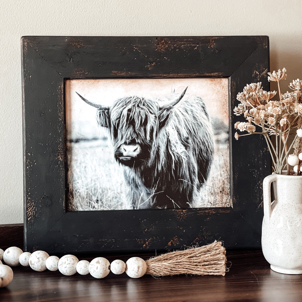 Highland Cow Framed Vintage Picture