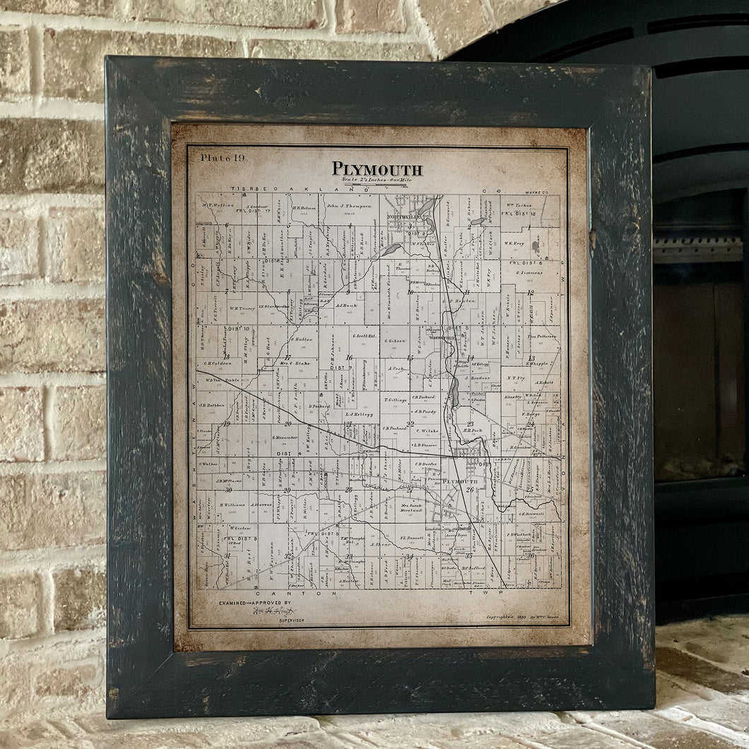 Plymouth Michigan Vintage Map (1893)