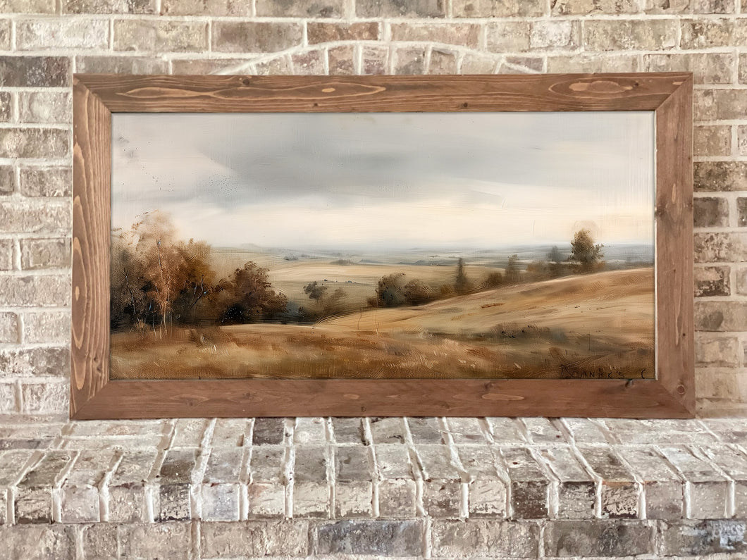 Rolling Hills & Gray Sky - Oversized Farmhouse Wall Art