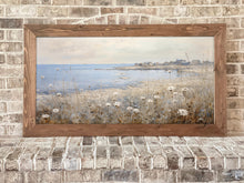 Load image into Gallery viewer, Coastal Wall Art - Framed Seaside Scene with Florals
