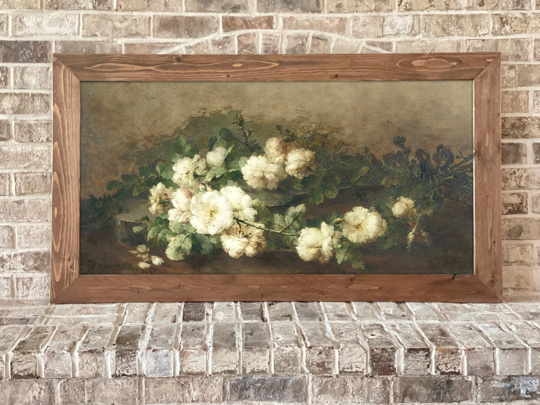Romantic White Blooms - Framed Moody Floral Wall Art