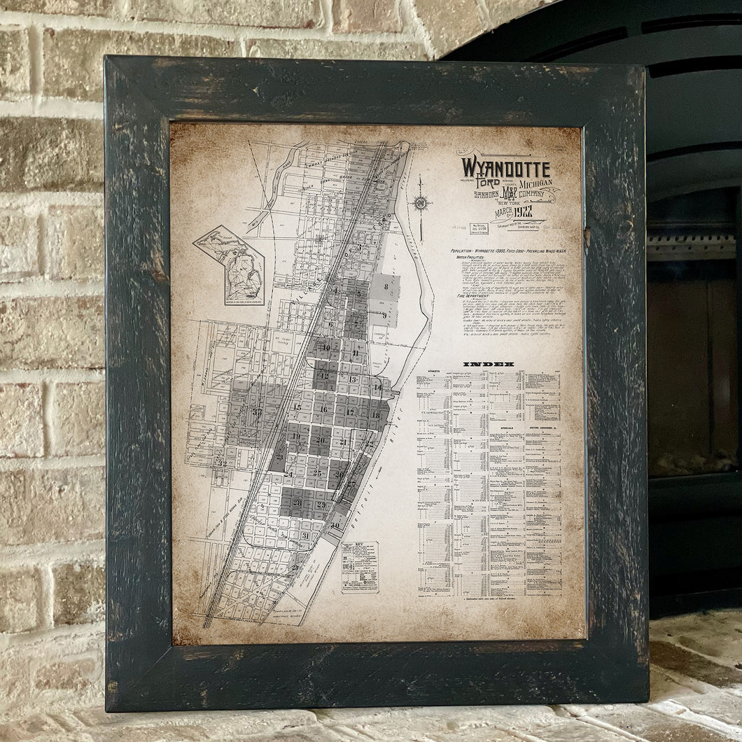 Wyandotte Michigan Vintage Map (1922)